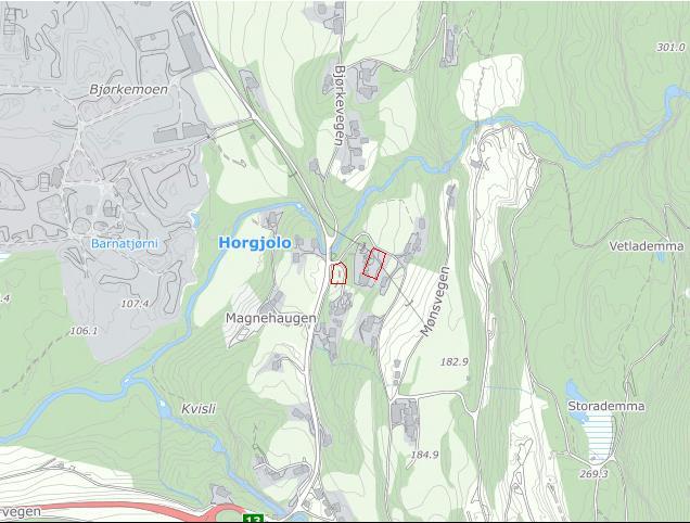 Område: MØEN (B17).Gnr./bnr: 159/16 og 19. Formål i gjeldande kommuneplan: LNF.
