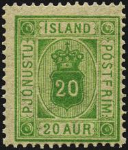 : 7394 20 aur grønn tjenestemerke 1876-95. : 8576 Chr. X 1920.