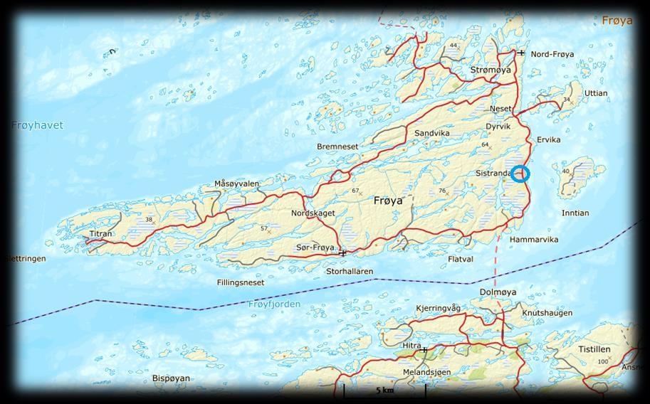 2 PLANOMRÅDET 2.1 Beskrivelse av området og dagens status Planområdet ligger på Sistranda, tettsted i Frøya kommune (figur 1).