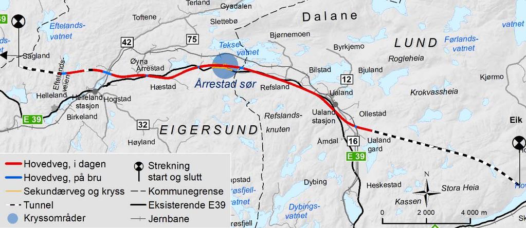 Planen inkluderer ny tofeltsveg som korter ned avstanden for trafikk fra rv. 42 i retning mot Stavanger. Østrettet trafikk mot Moi vil fortsatt kunne benytte eksisterende rv. 42 mot Krossmoen.