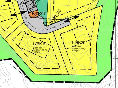 Tillate grad av utnytting etter gjeldande plan er 30% BYA. Dispensasjon Tiltaket krev dispensasjon frå byggjegrense regulert i planen.