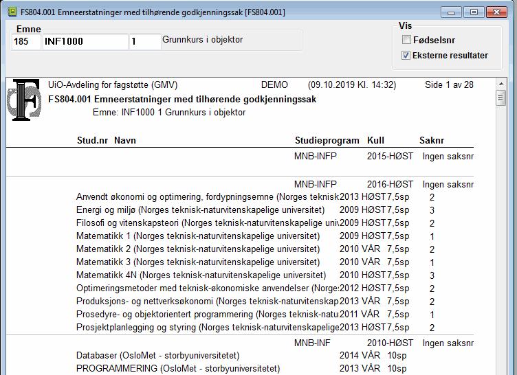 Godkjenning ny rapport FS804.