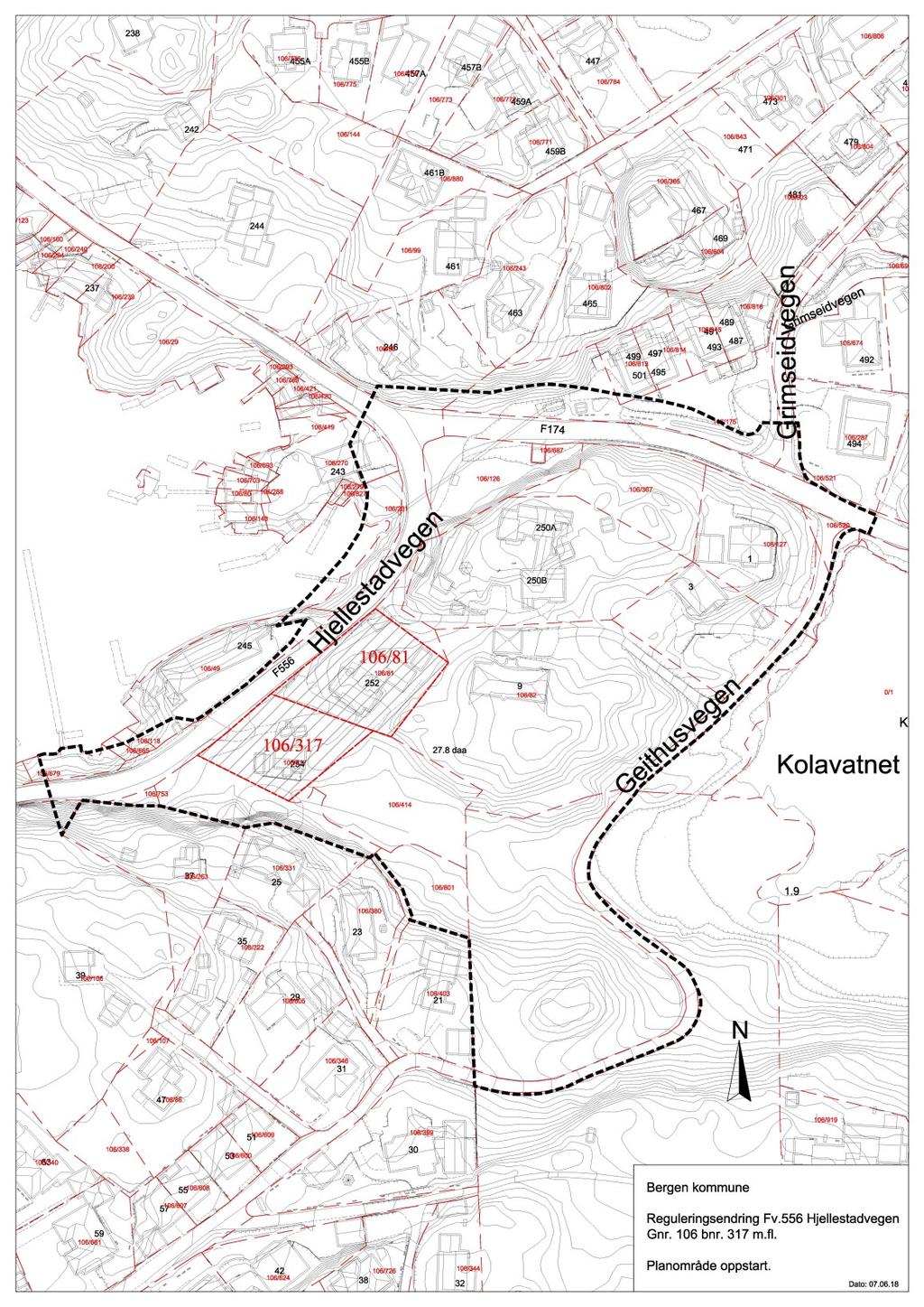 Figur 2. Planområdet 3 Overordnede planer og føringer Forslag til KPA 2016 Forslag til KPA skal sluttbehandles i løpet av våren 2019.