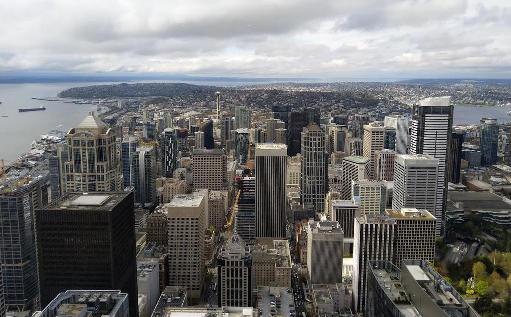 Bilde av Seattle mot nord sett fra den høyeste bygningen, Columbia Center.