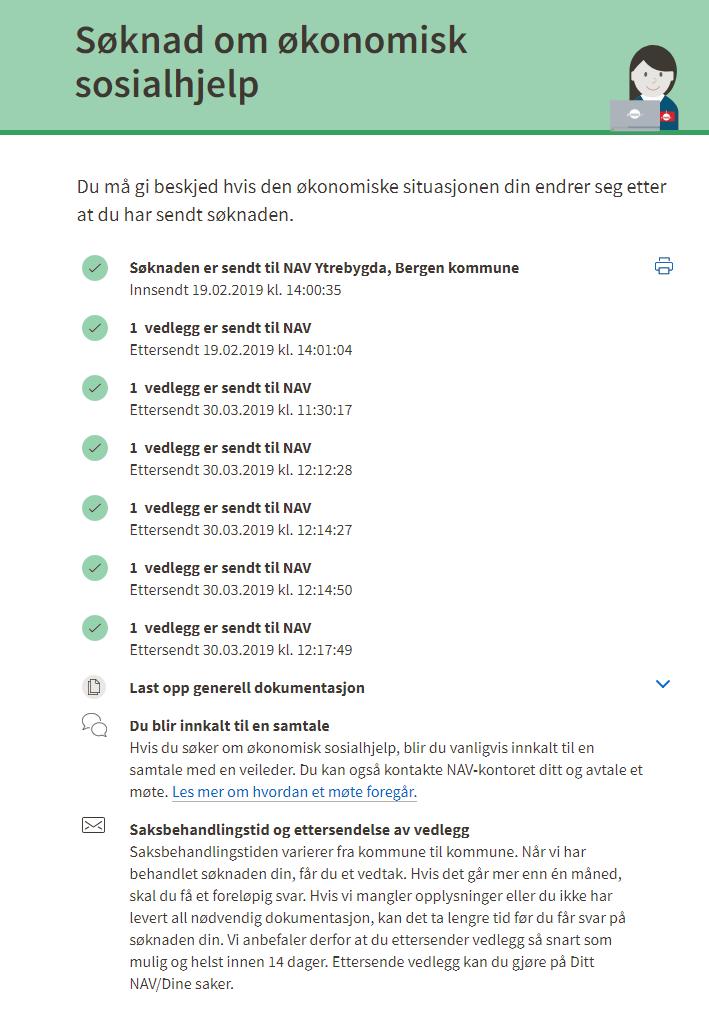 Søkeren kan velge å laste opp fler vedlegg, eller ettersende disse på et senere tidspunkt.