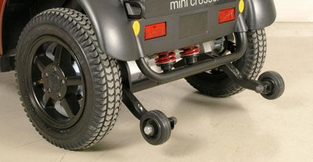 Anti-tipp/støttehjul Mini Crosser er et meget stabilt kjøretøy. MEN med feil vektfordeling eller uaktsom kjøring kan det allikevel være fare for velting.