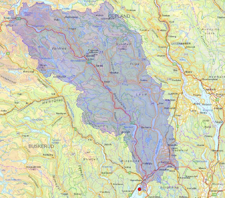 Viktige hydrologiske begrep og nøkkeltall Nedbørsfelt: et område med felles avrenning til et hav, en elv, en innsjø eller en bekk.