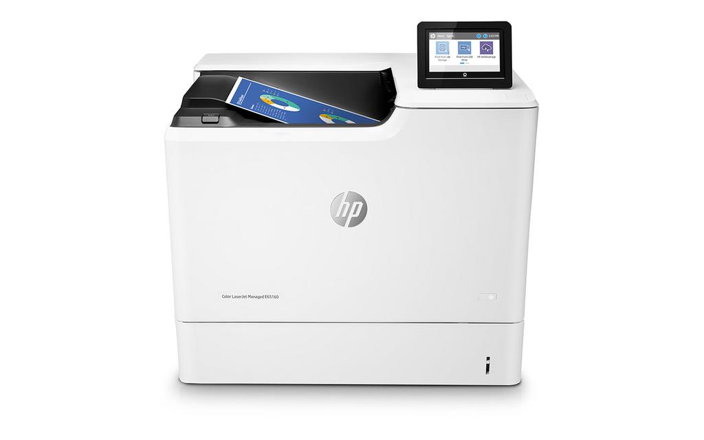 Dataark HP Color LaserJet Managed E65160dn Det beste av ytelse og sikkerhet Denne HP LaserJet-fargeskriveren med JetIntelligence kombinerer eksepsjonell ytelse og energieffektivitet med dokumenter i