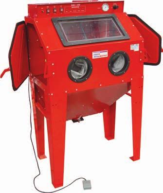 @ 100psi Complete with internal low-voltage light, extra replacement shield, gloves, gun and ceramic tips $ 220 SB-200 (S289) Heavy-duty steel cabinet, includes stand and hopper Acrylic protective