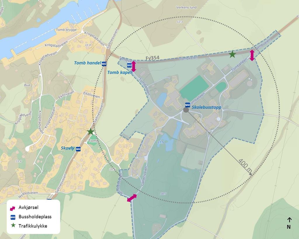 Trafikkanalyse 3 av 10 2. DAGENS SITUASJON 2.1 Områdebeskrivelse Området rundt skolen er blandet landbruks- og skogsområder.