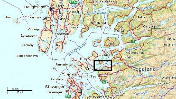 2.1 Undersøkelsesområdet 2 MATERIALE OG METODER Lokaliteten ligger sørøst for Fogn i Finnøy kommune, på ca 240 meters dyp (Figur 2.1, 2.2 og 2.3).