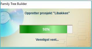 Prosjektet ditt vil nå bli opprettet på din datamaskin Det neste bildet er en informasjon om hvor du finner igjen prosjektet på