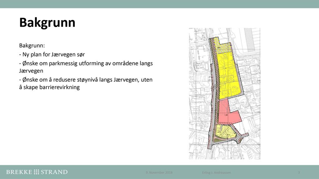 B akgru n n Bakgrunn: - Ny plan for Jærvegen sør - Ønske om parkmessig utforming av områdene
