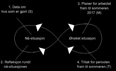 I denne evalueringen har hver kommune tatt utgangspunkt i en analyse av S: hva er gjort til nå med henblikk på målet og hva der det konkrete planer om å gjøre for å komme i mål med delmålene i