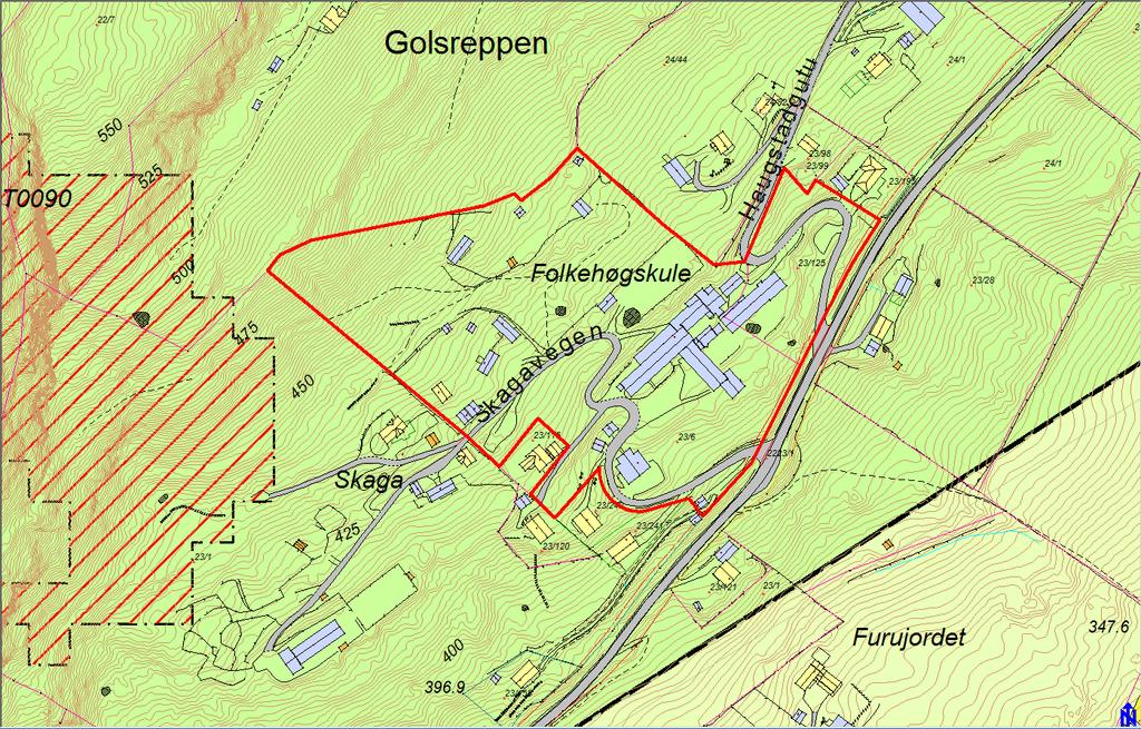 Golreppen Øygardane Skaga, 23/6 og 23/105 Eigedom: Gnr/bnr: 23/6 og 23/105 Forslagsstillar: Hallingdal Folkehøgskule Føremål: Folkehøgskule, museum, offentleg/privat tenesteyting Kort skildring