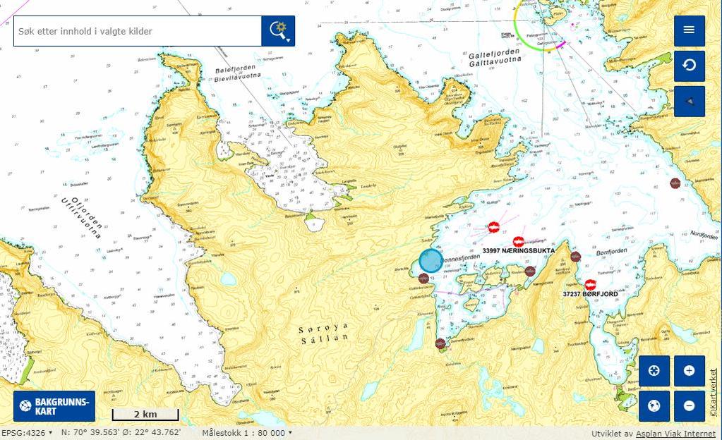 2. Materiale og metode 2.1 Område og stasjonsvalg Lokalitet ligger i Dønnesfjorden, Hasvik kommune i Finnmark. Bunnen under ønsket anlegg er relativt flat med dyp varierende fra 50 til 66 meter.