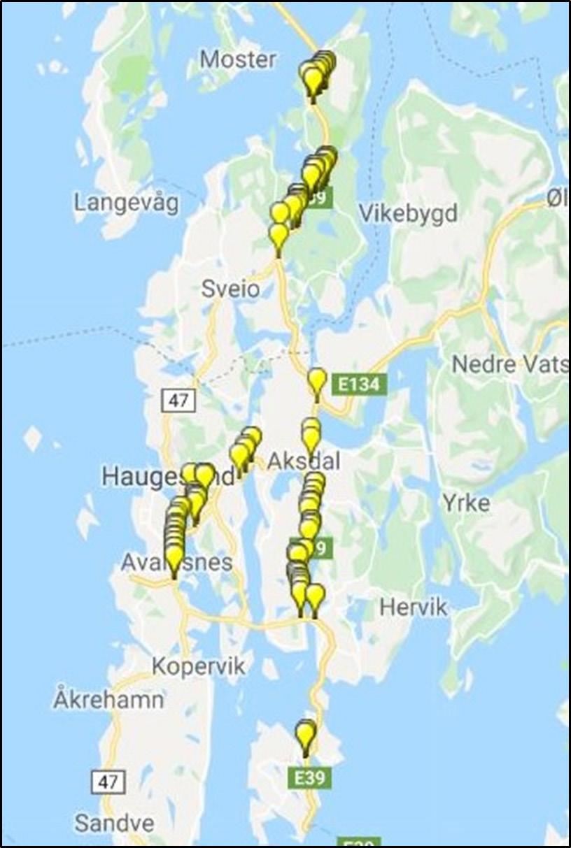 Vedlegg 2: Kartoversikt over registreringar Kartutsnittet viser