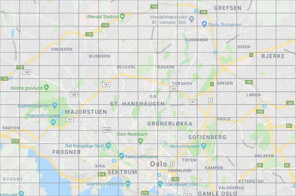 Chapter 10. Implementation and Test Instances Figure 10.1: Nodes in the city of Oslo. Used as a basis for all test instances created 10.1.1 Test Instances for the E-VReP The solution methods for the E-VReP are tested on a set of test instances.