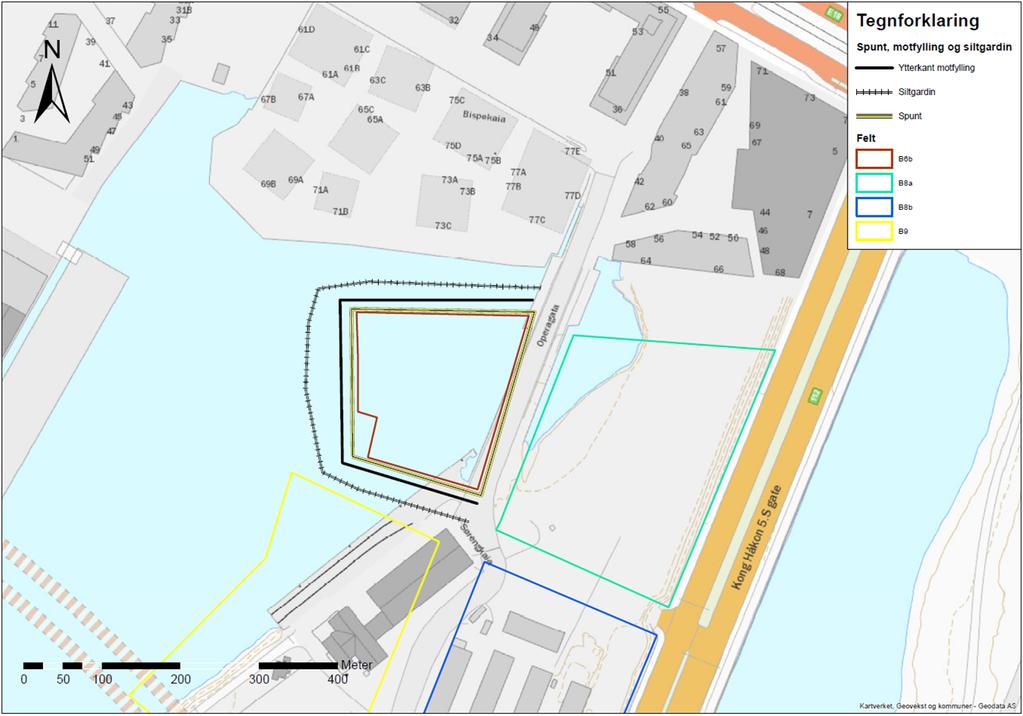 Side: 7/11 Figur 2. Kartvedlegg 1-1000 uten plankart. Multiconsult har ingen bemerkninger til punkt 3. De svarer videre på kulepunkt 4 og 5 ved å si at spunten vil bli trukket ut etter ferdig tiltak.