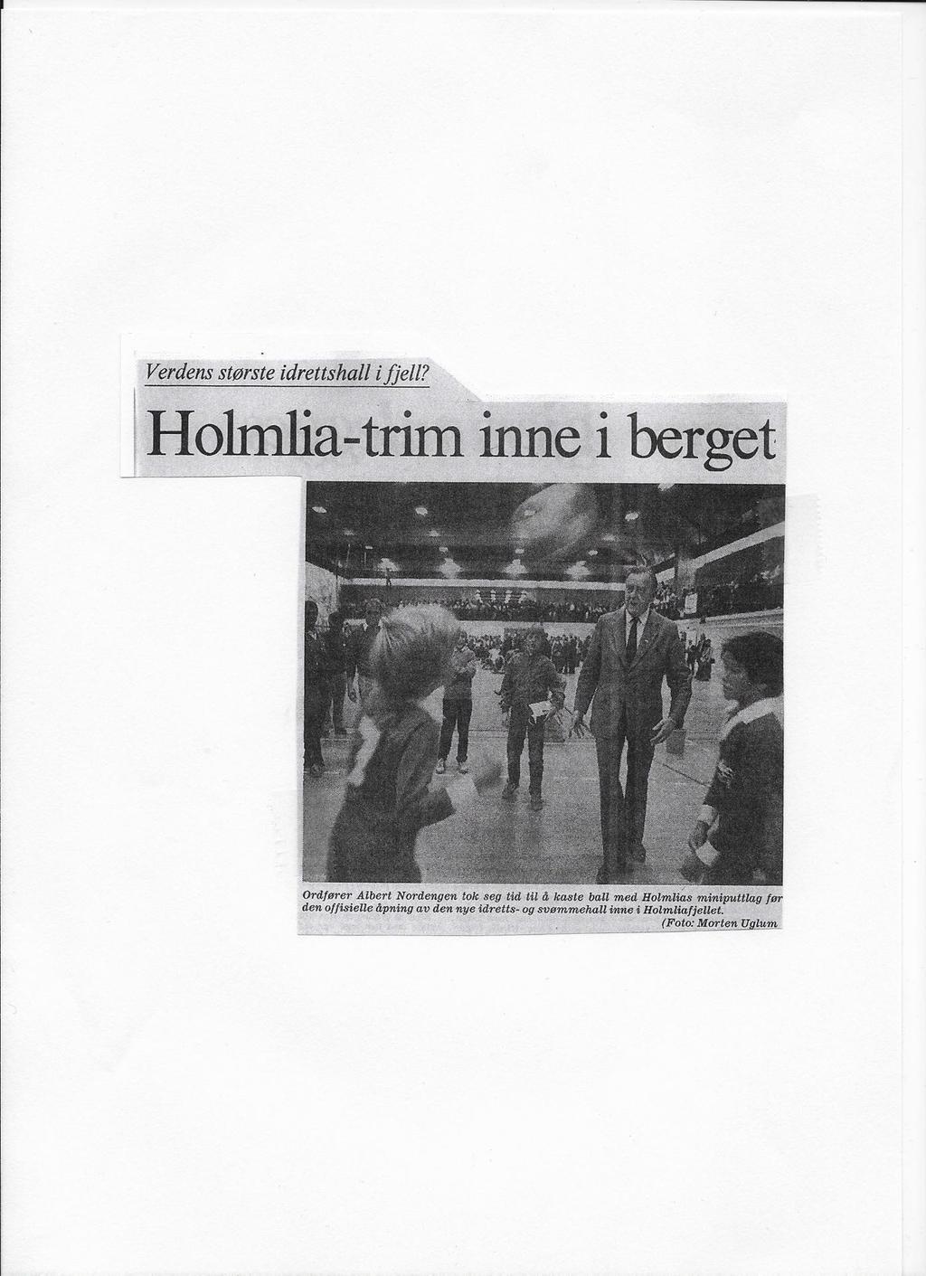 Like uvanlig var det at det skjedde såpass kort tid etter at Holmlia var utbygget. Allerede i 1983 ble hallen offisielt åpnet av ordfører Albert Nordengen etter en byggeperiode på to år.