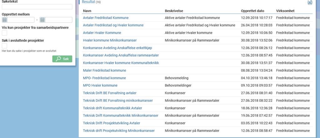 til prosjekter Malene er allerede ferdig utfylt med standard informasjon som f.