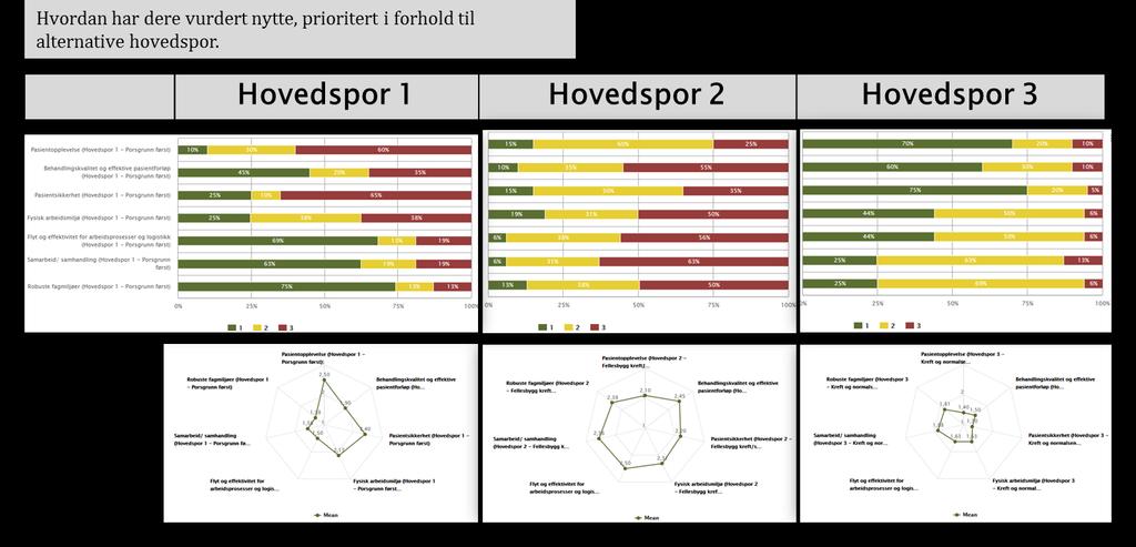 5.3. Ikke prissatte kriterier Oppsummering av total vurdering per hovedspor på gruppenivå: De