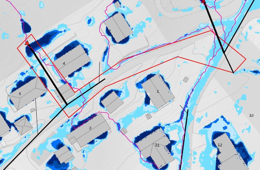 2.2 Fagerliåsen Dambråtan 4 Bekkeinntak med liten kapasitet som går til overvannsledning nedstrøms med enda mindre dimensjon.