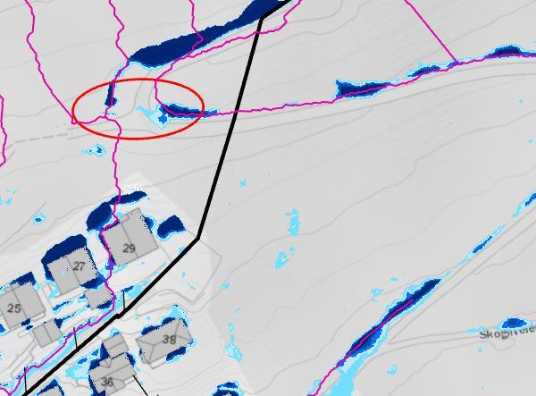 3 Fagerliåsen Skogliveien 29 Grøft langs skogsvei avslutter i steinfylling.