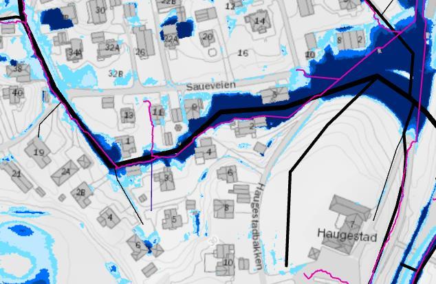 6.2 Eikenga Stubben Saueveien - Vestsideveien Området er veldig flatt og vannet samler seg i enden av veien Stubben før det går gjennom hagene i boligfeltet.