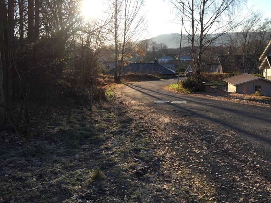 En mindre terrengendring vil kunne hindre at vann renner mot nr 12 og går gjennom mange hager/boliger på veien.