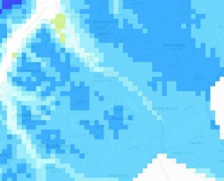 Planområdet markert med rødt. Vinter På vinteren beiter reinen vanligvis nærmere finskegrensa. Ved mildvær med påfølgende kulde blir snøen til skare og is og kan gi «låste beiter».