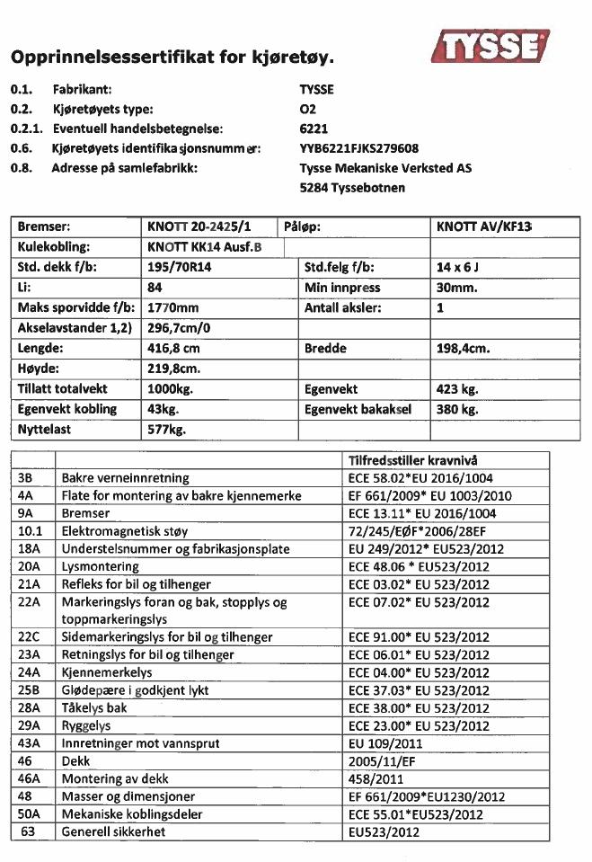 fjæren fullstendig når tilhengeren passerer ujevnheter i veien, telehiv, hull osv., slik at det oppstår skade på ramme og/eller hjuloppheng. 4.