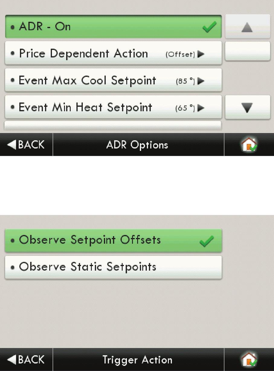 Main Menu Buttons - Settings Selecting the Price Dependent Action button allows the user to determine what action is taken when the price rises above the set threshold.