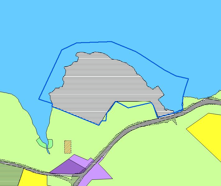 Side 8 av 8 Figur 3: Viser gjeldende område i kommuneplanens arealdel med skravur. Foreslått planavgrensning vises med blå linje.