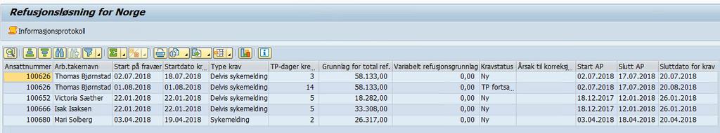 Systemløsningen NAV refusjoner i SAP Generere refusjonskrav i Sap Generere refusjonskrav