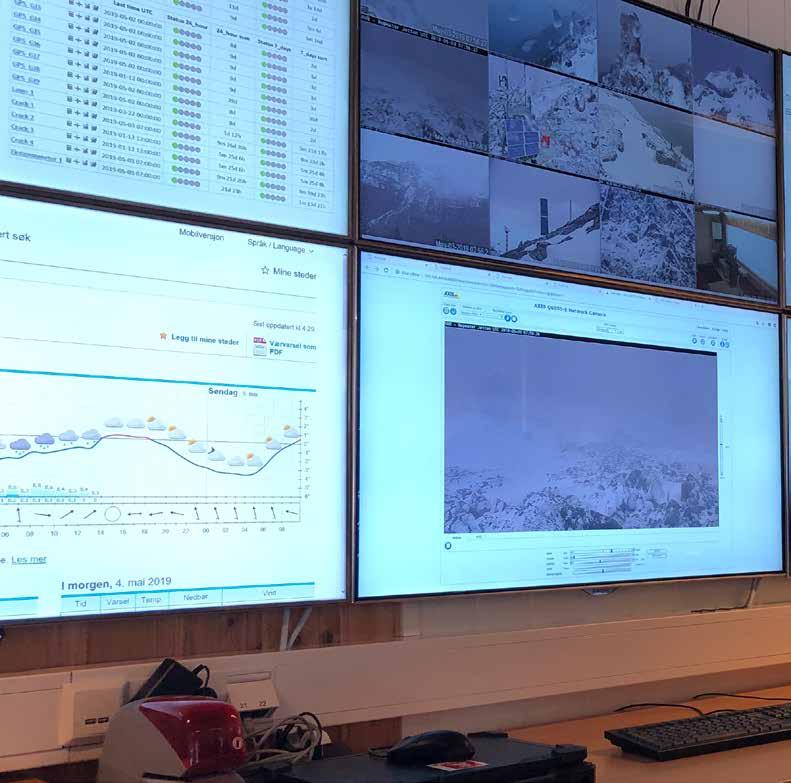 Kontrollrommet ved fjellskredovervakinga sitt kontor i