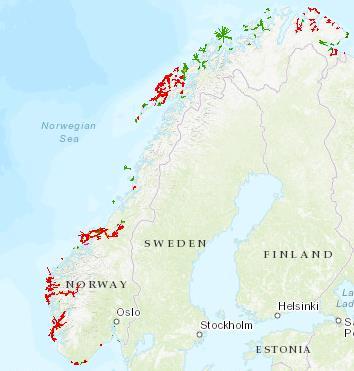 Utførte tiltak De grønne strekene indikerer lykter som er