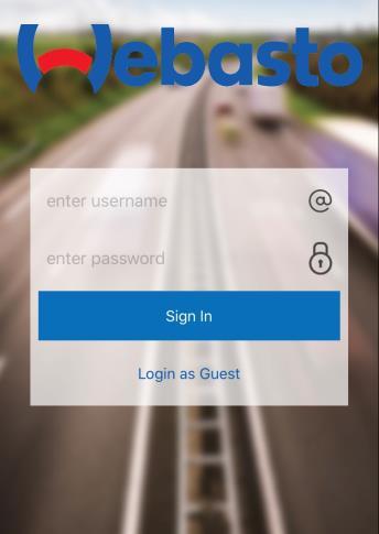 Vær oppmerksom på: noen funksjoner i Webasto Service App er begrenset og kun tilgjengelig med riktig autorisasjon.