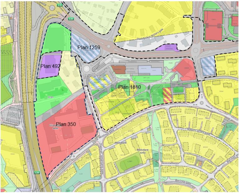 Kommuneplan Utsnitt av kommuneplanen, Stavanger kommune Planområdet er i kommuneplanen for Stavanger 2019-2034, avsatt til næringsbebyggelse (lilla), boligbebyggelse (gult), offentlig eller privat