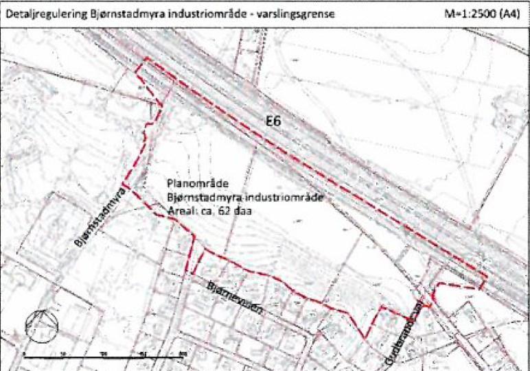 BAKGRUNN FOR UNDERSØKINGA Det er varsla oppstart av reguleringsplanarbeid for detaljregulering Bjørnstadmyra industriområde.