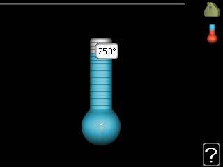 1.1 TEMPERATUR Hvis huset har flere klimasystemer, angis dette i displayet med et eget termometer for hvert system. I meny 1.1 velger du mellom varme og kjøling.