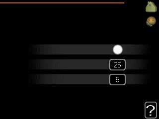 Her kan du velge en endring av varmekurven ved en viss utetemperatur. For én grads endring av romtemperaturen kreves vanligvis ett trinn, men i visse tilfeller kan flere trinn behøves.