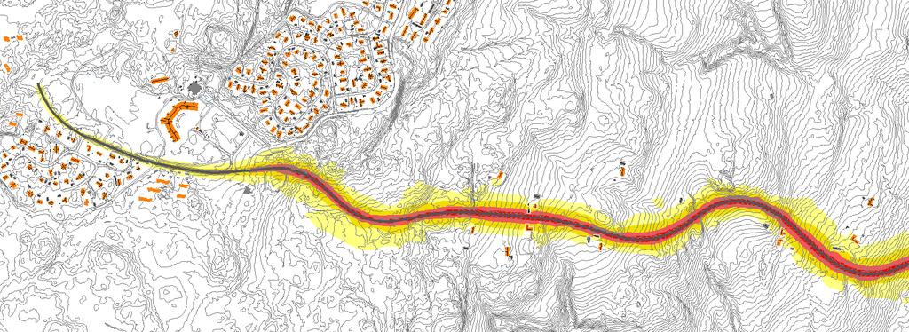 4 Beregningsresultater 4.1 Gjennomsnittlig lydnivå (Lden) 4.1.1 Dagens situasjon Beregningsresultater som viser støysituasjonen i dag er vist i Figur 4.