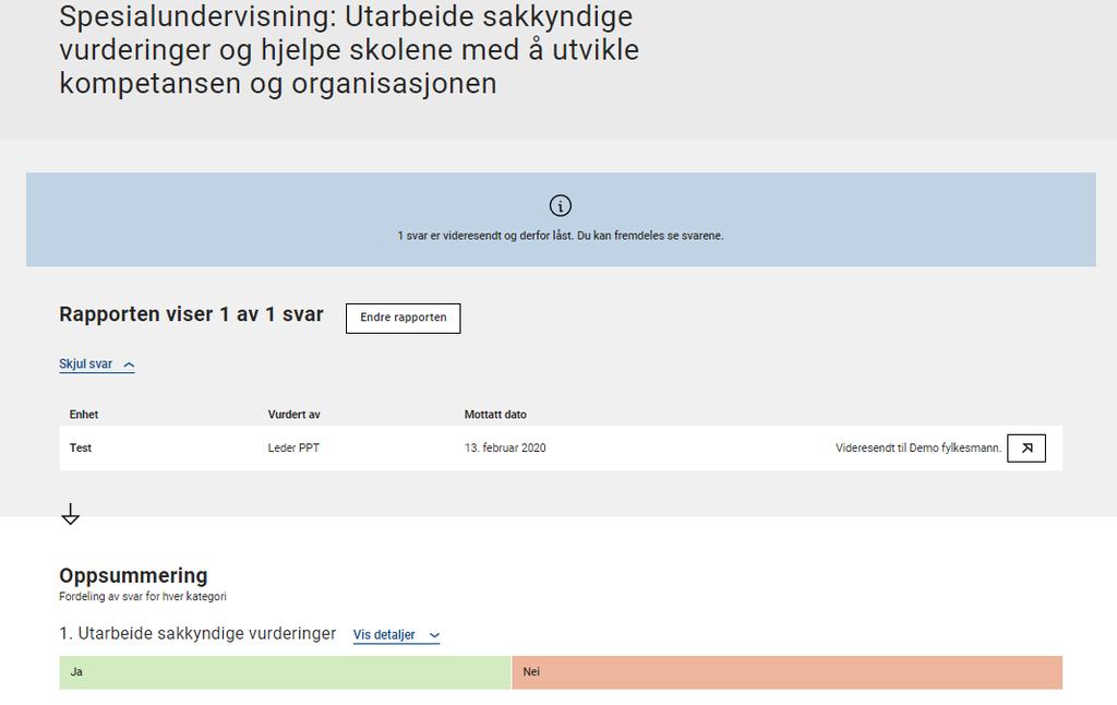 Skoleeier videresender svarene til Fylkesmannen.