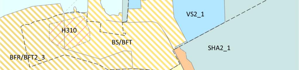 kombinert formål fritidsbebyggelse/fritids- og turistformål (skravert område i figur nedenfor - BFR/BFT2_3),