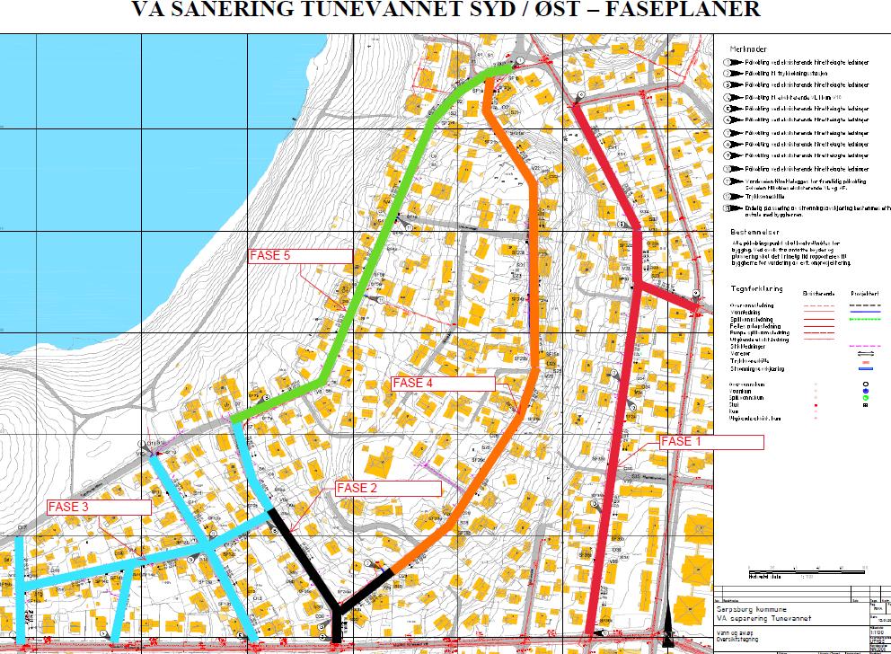 Ref. 9 - Separering Tunevannet øvre. Oversikt og beskrivelse faser Tiltakene er ledd i separeringen av nedslagsfeltet Brevikbekken.