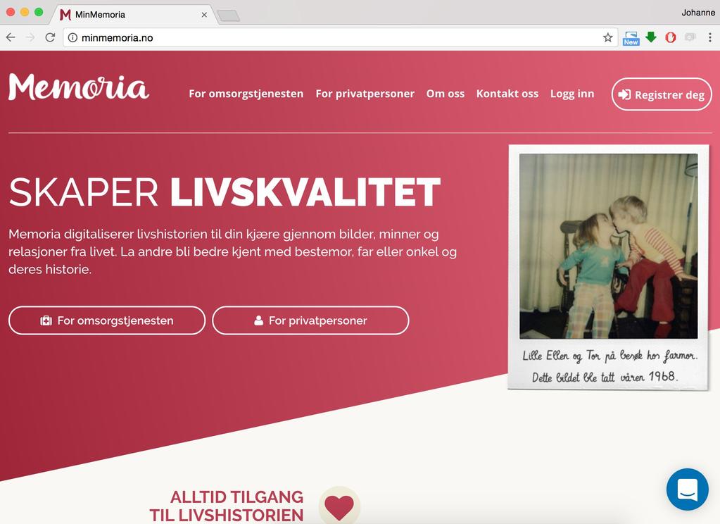 Prøv selv: Opprett en Memoriaprofil For å teste hvordan pårørende kommer i gang kan du opprette en Memoriaprofil til deg selv, en du kjenner eller en fiktiv