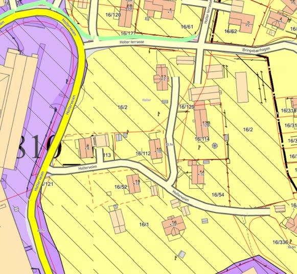 Utsnitt av kart fra kommuneplanens arealdel 2013-2025. Kilde Frogn kommune Gjeldende regulering er fra 2005. Begge Holtergårdene er regulert til spesialområde bevaring og bolig/landbruk.