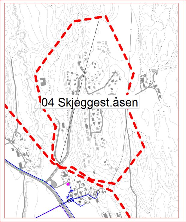 23 6.1.4 Sone 04: Skjeggestadåsen boligområde Beskrivelse Nytt boligområde. Vannmålere er plassert i ny trykkøkningsstasjon med forsyning fra Re ledning.