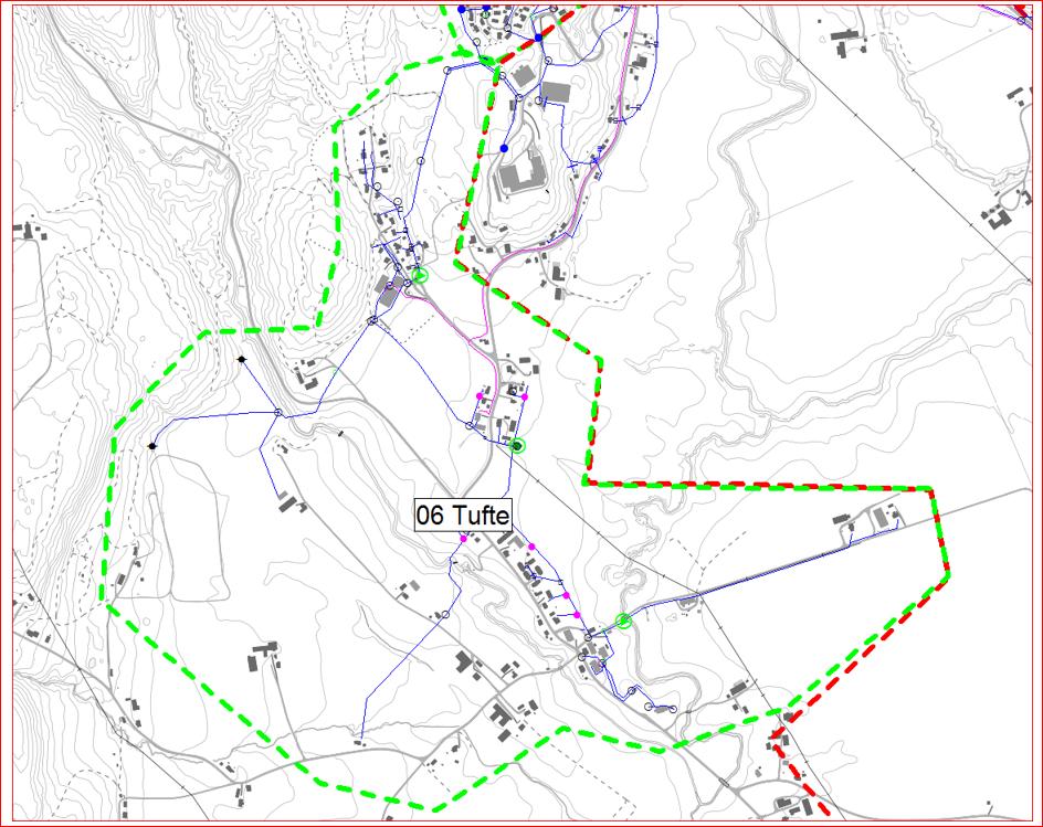 25 6.1.6 Sone 06: Tufte ny målesone Beskrivelse Området ligger godt til rette for å etablere en målesone. Det er plass til målere og tilgang til driftskontroll i eksisterende trykkøkningsstasjon.